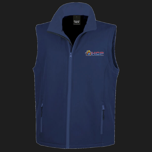 Printed Home Counties Plumbing Left Chest - Men's Printable Softshell Bodywarmer with Recycled Fleece Inner Thumbnail