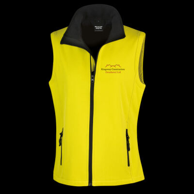 printed - Kingsway Construction - Left Chest - Ladies' Printable Softshell Bodywarmer with Recycled Fleece Inner Thumbnail