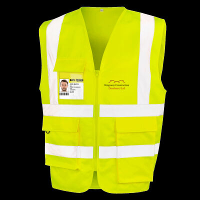 printed - Kingsway Construction - Left Chest - Heavy Duty Polycotton Security Vest Thumbnail