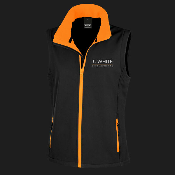 Printed - J.White Developments - Left Cheft - Ladies' Printable Softshell Bodywarmer with Recycled Fleece Inner Thumbnail