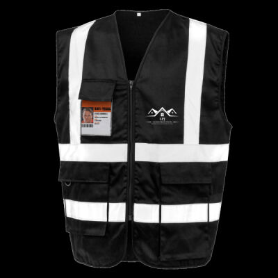 Printed - LPJ Construction - Left Chest - Heavy Duty Polycotton Security Vest Thumbnail