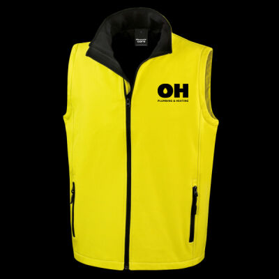 Printed OH Plumbing and Heating Left Chest - Men's Printable Softshell Bodywarmer with Recycled Fleece Inner Thumbnail