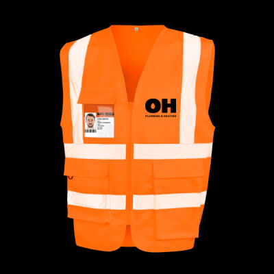 Printed OH Plumbing and Heating Left Chest - Heavy Duty Polycotton Security Vest Thumbnail