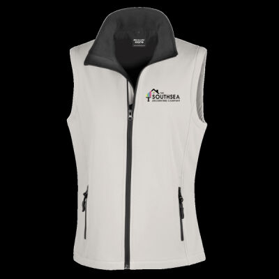 Printed The Southsea Decorating Company Left Chest - Ladies' Printable Softshell Bodywarmer with Recycled Fleece Inner Thumbnail