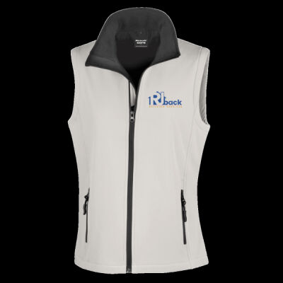 Printed - RJ back Building   - Left Chest - Ladies' Printable Softshell Bodywarmer with Recycled Fleece Inner Thumbnail
