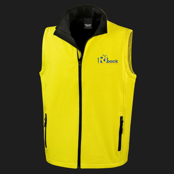 Printed - RJ back Building   - Left Chest - Men's Printable Softshell Bodywarmer with Recycled Fleece Inner Thumbnail