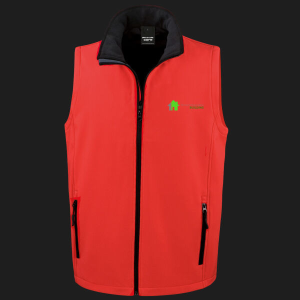 Printed - Richard Saunders Building   - Left Chest - Men's Printable Softshell Bodywarmer with Recycled Fleece Inner Thumbnail