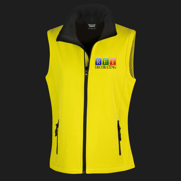 Printed - RET Decorating - Left Chest - Ladies' Printable Softshell Bodywarmer with Recycled Fleece Inner Thumbnail