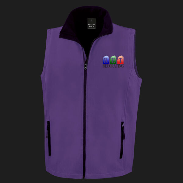 Printed - RET Decorating - Left Chest - Men's Printable Softshell Bodywarmer with Recycled Fleece Inner Thumbnail
