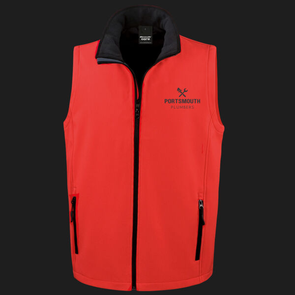 Printed - Portsmouth - Left Chest - Men's Printable Softshell Bodywarmer with Recycled Fleece Inner Thumbnail