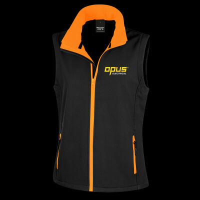 Printed - Opus Electrical - Left Chest - Ladies' Printable Softshell Bodywarmer with Recycled Fleece Inner Thumbnail