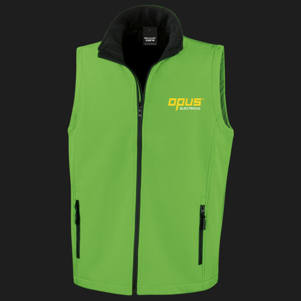 Printed - Opus Electrical - Left Chest - Men's Printable Softshell Bodywarmer with Recycled Fleece Inner Thumbnail