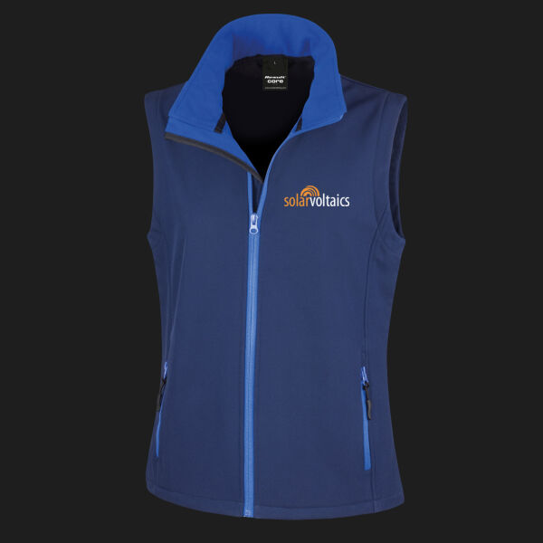Printed - Solar voltaics - Left Chest - Ladies' Printable Softshell Bodywarmer with Recycled Fleece Inner Thumbnail