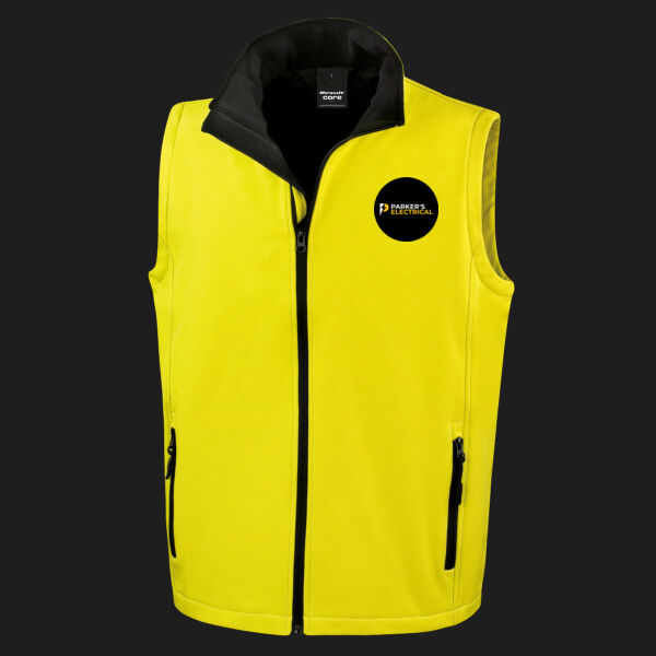 Printed - Parkers Electrical - Left Chest - Men's Printable Softshell Bodywarmer with Recycled Fleece Inner Thumbnail