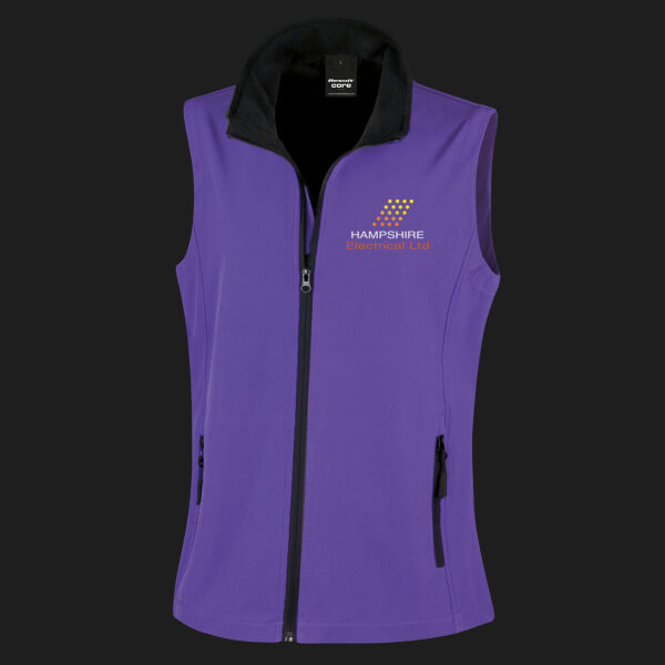 Printed Hampshire Electrical Left Chest - Ladies' Printable Softshell Bodywarmer with Recycled Fleece Inner Thumbnail
