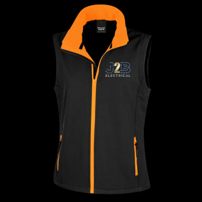 Printed J2B Electrical Left Chest - Ladies' Printable Softshell Bodywarmer with Recycled Fleece Inner Thumbnail