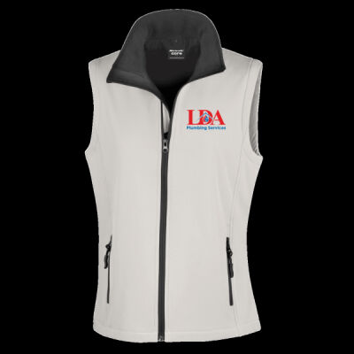Printed LDA Plumbing Services Left Chest - Ladies' Printable Softshell Bodywarmer with Recycled Fleece Inner Thumbnail
