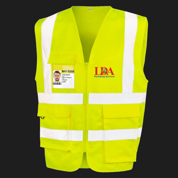 Printed LDA Plumbing Services Left Chest - Heavy Duty Polycotton Security Vest Thumbnail