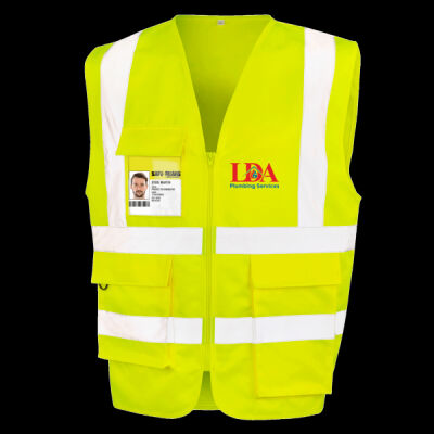 Printed LDA Plumbing Services Left Chest - Heavy Duty Polycotton Security Vest Thumbnail