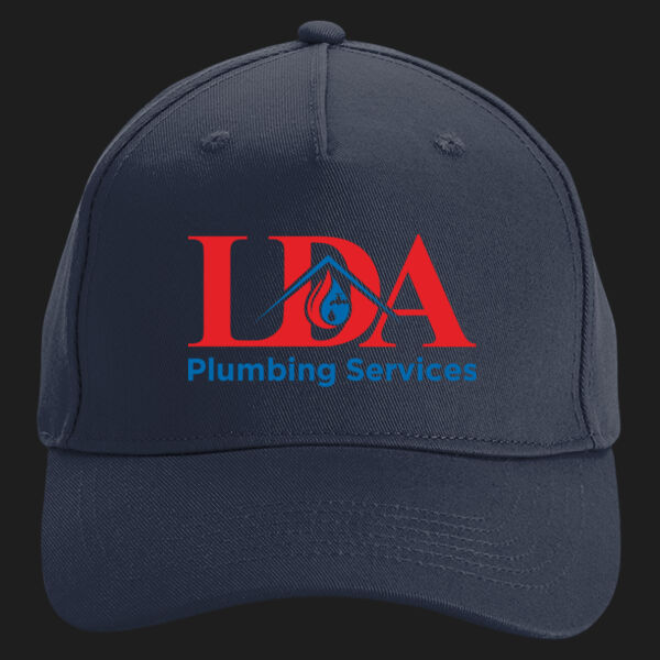 Printed LDA Plumbing Services Left Chest - Organic Cotton 5 Panel Cap Thumbnail