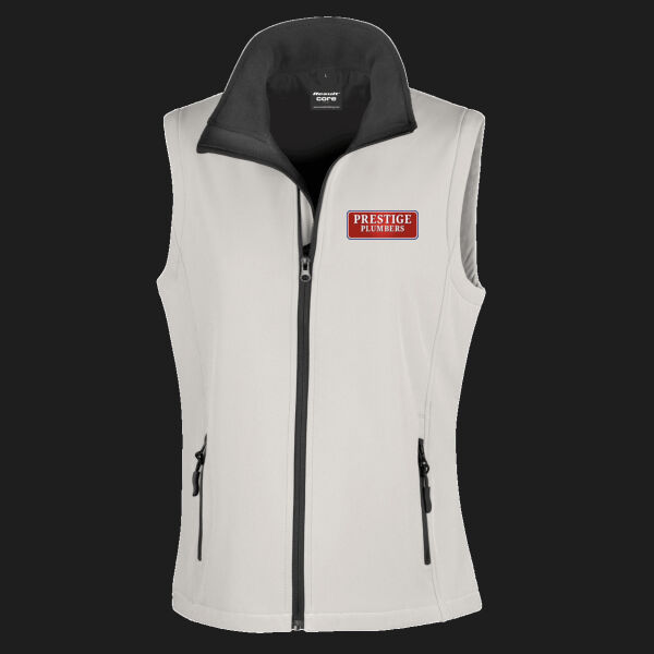 Printed Prestige Plumbers Left Chest - Ladies' Printable Softshell Bodywarmer with Recycled Fleece Inner Thumbnail