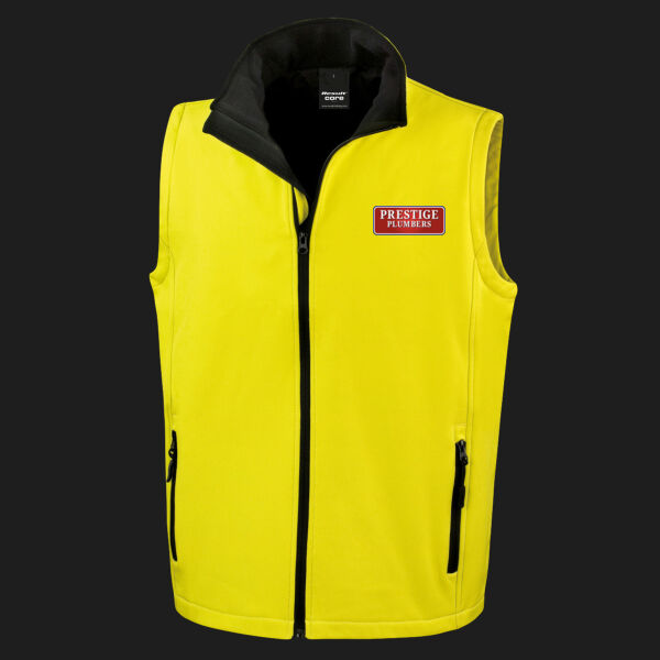 Printed Prestige Plumbers Left Chest - Men's Printable Softshell Bodywarmer with Recycled Fleece Inner Thumbnail