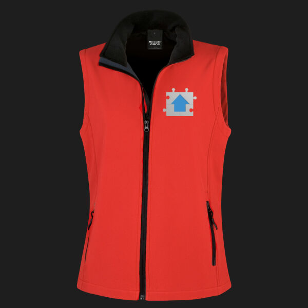 Printed Jigsaw Plumbing and Gas Left Chest - Ladies' Printable Softshell Bodywarmer with Recycled Fleece Inner Thumbnail