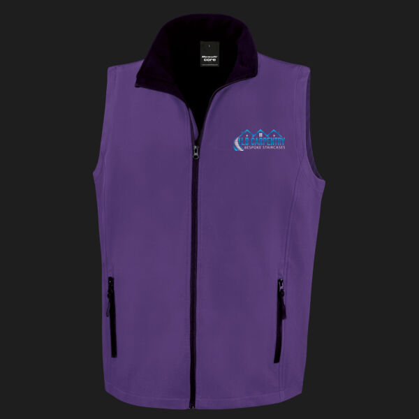 Printed LB Carpentry Bespoke Staircases Left Chest - Men's Printable Softshell Bodywarmer with Recycled Fleece Inner Thumbnail