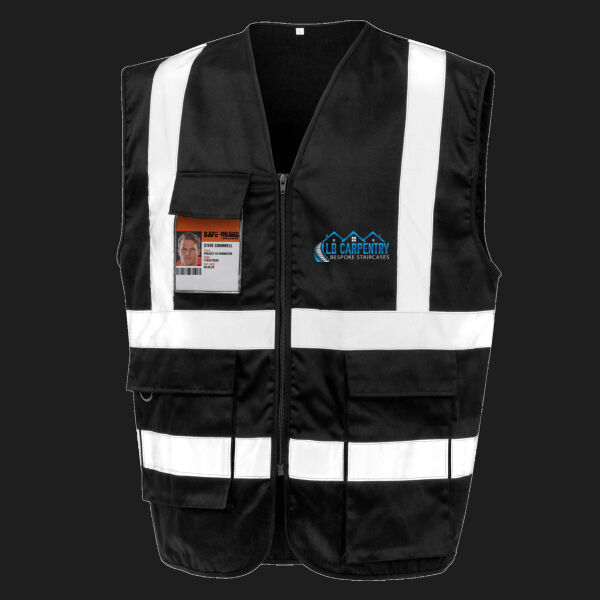 Printed LB Carpentry Bespoke Staircases Left Chest - Heavy Duty Polycotton Security Vest Thumbnail
