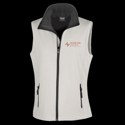 Printed Hedge End Builders Left Chest - Ladies' Printable Softshell Bodywarmer with Recycled Fleece Inner Thumbnail