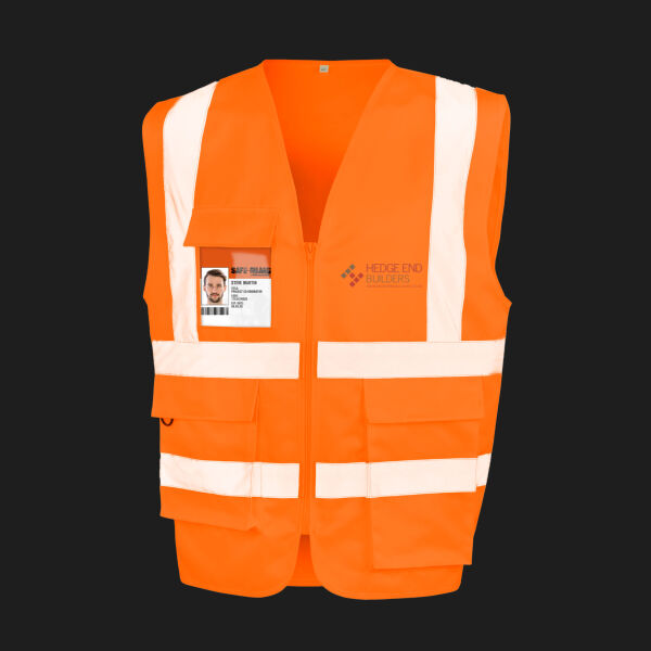 Printed Hedge End Builders Left Chest - Heavy Duty Polycotton Security Vest Thumbnail