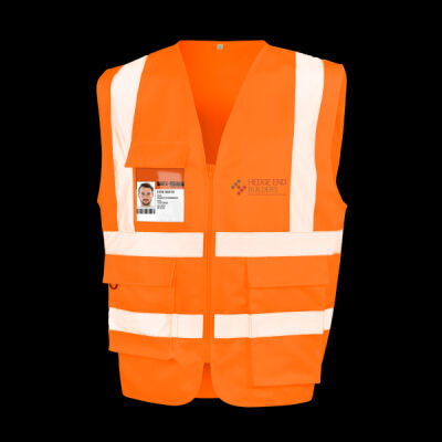 Printed Hedge End Builders Left Chest - Heavy Duty Polycotton Security Vest Thumbnail