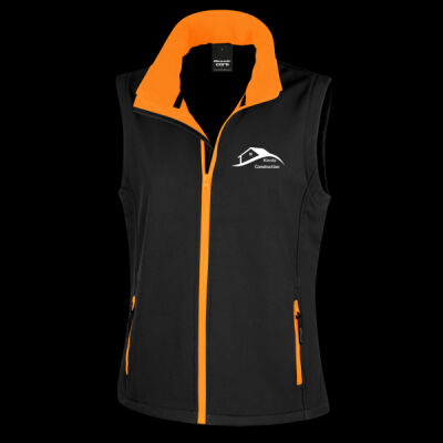 Printed - Kierda Construction - Left Chest - Ladies' Printable Softshell Bodywarmer with Recycled Fleece Inner Thumbnail