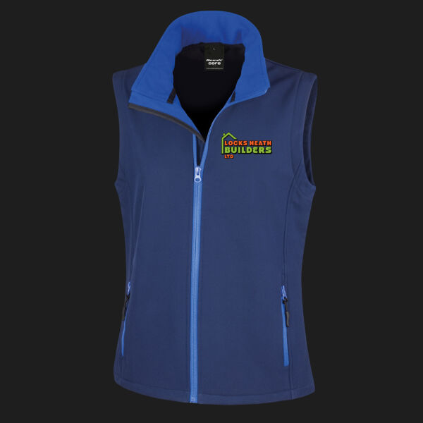Printed - Locks Heath - Left Cheft - Ladies' Printable Softshell Bodywarmer with Recycled Fleece Inner Thumbnail