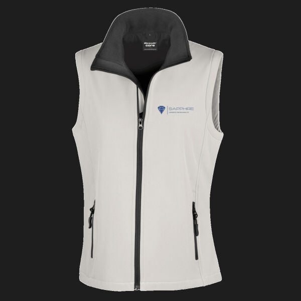 Printed - Sapphire Carpentry - Left Cheft - Ladies' Printable Softshell Bodywarmer with Recycled Fleece Inner Thumbnail