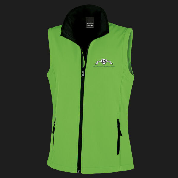 Printed - RN Carpenters - Left Cheft - Ladies' Printable Softshell Bodywarmer with Recycled Fleece Inner Thumbnail