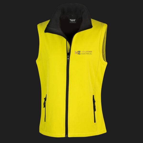 Printed - Millpond Electrical - Left Chest - Ladies' Printable Softshell Bodywarmer with Recycled Fleece Inner Thumbnail