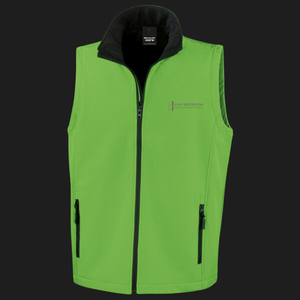 Printed - SSM Decorating - Left Chest - Men's Printable Softshell Bodywarmer with Recycled Fleece Inner Thumbnail