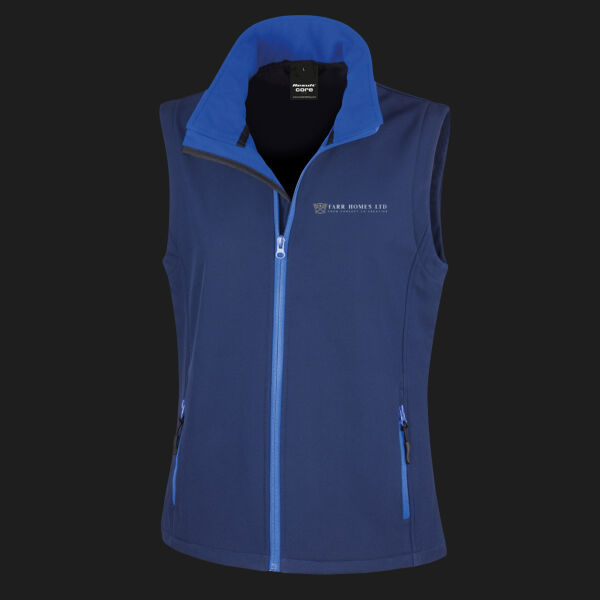 Printed Farr homes Left Chest - Ladies' Printable Softshell Bodywarmer with Recycled Fleece Inner Thumbnail