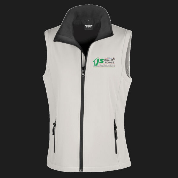 Printed Js Quality Homes Left Chest - Ladies' Printable Softshell Bodywarmer with Recycled Fleece Inner Thumbnail