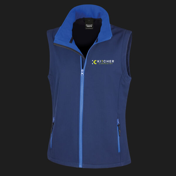 Printed Kitcher Carpentry Left Chest - Ladies' Printable Softshell Bodywarmer with Recycled Fleece Inner Thumbnail