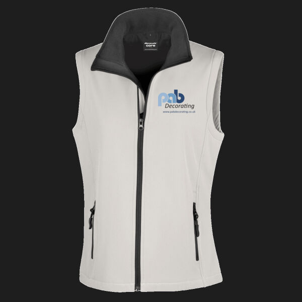 Printed PAB Decorating Left Chest - Ladies' Printable Softshell Bodywarmer with Recycled Fleece Inner Thumbnail