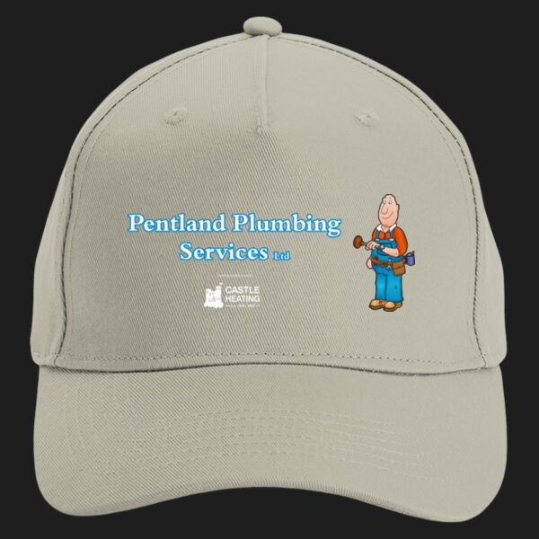 Printed Pentland Plumbing Services Left Chest - Organic Cotton 5 Panel Cap Thumbnail